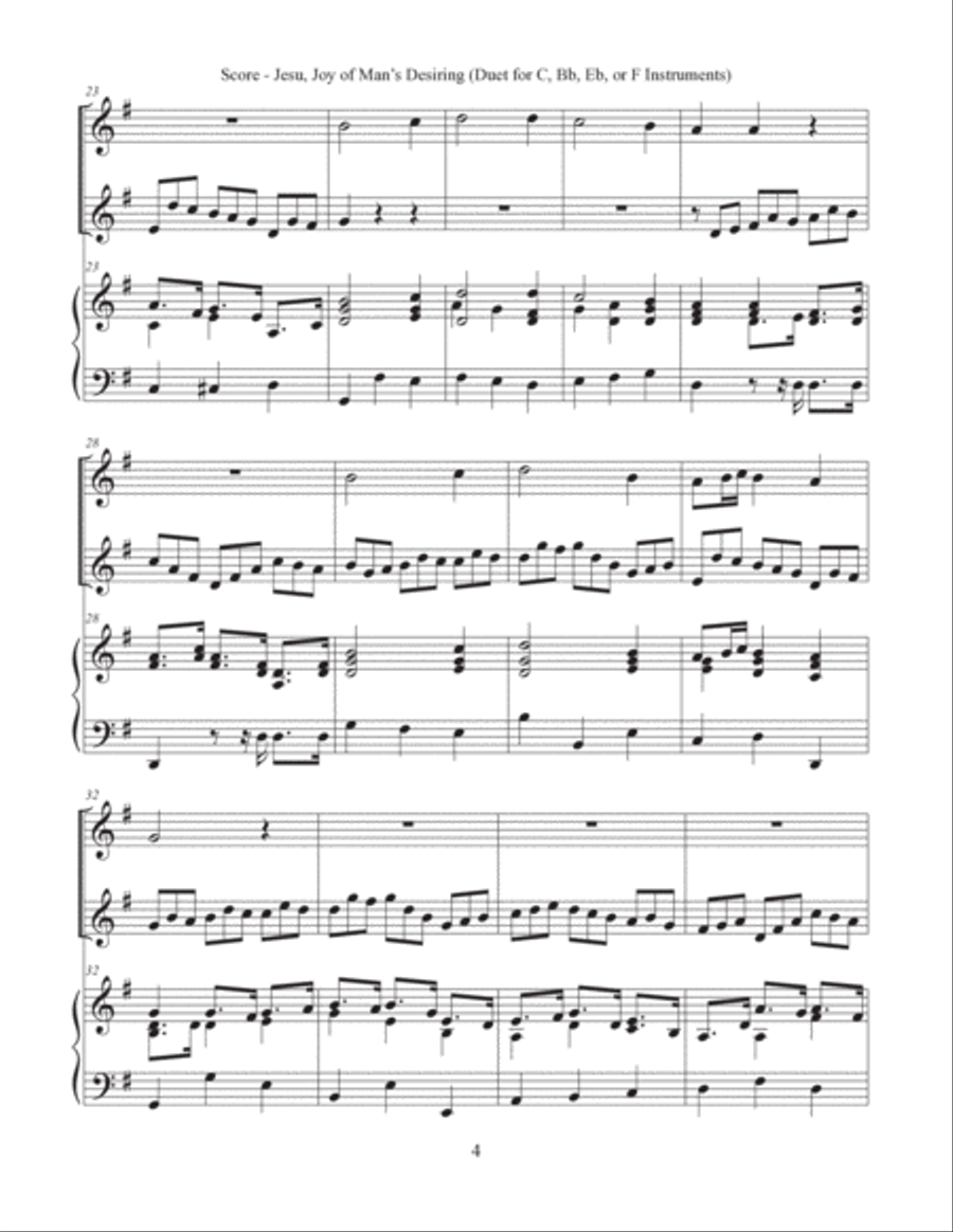Jesu, Joy of Man's Desiring (Duet for C, Bb, Eb, or F Instruments and Keyboard) English Horn scores gallery preview page 4