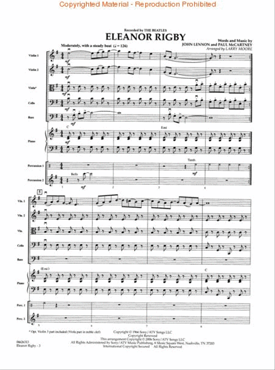 Eleanor Rigby String Orchestra scores gallery preview page 2