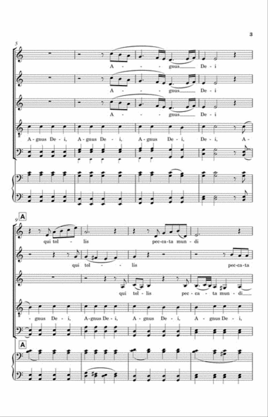 Agnus Dei: from The Armed Man: A Mass for Peace A Cappella scores gallery preview page 3