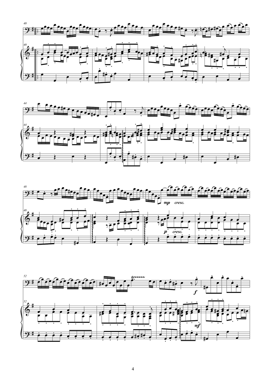 Vivaldi - Cello Sonata No.5 in E minor Op.14 RV 40 for Cello and Cembalo (or Piano) String Duet scores gallery preview page 4