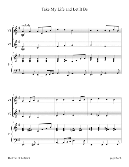 The Fruit of the Spirit (10 Hymns for Violin Duet with Piano Accompaniment) image number null