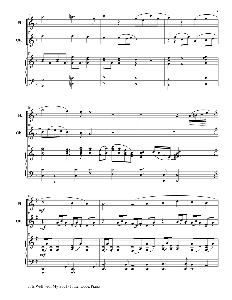 IT IS WELL WITH MY SOUL (Trio - Flute, Oboe and Piano with Parts) Woodwind Duet scores gallery preview page 5