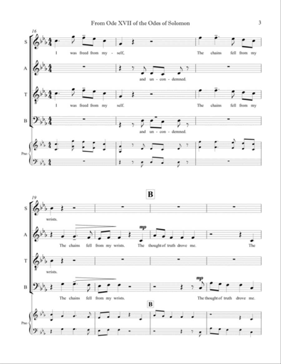 From Ode 17 of the Odes of Solomon 4-Part scores gallery preview page 5