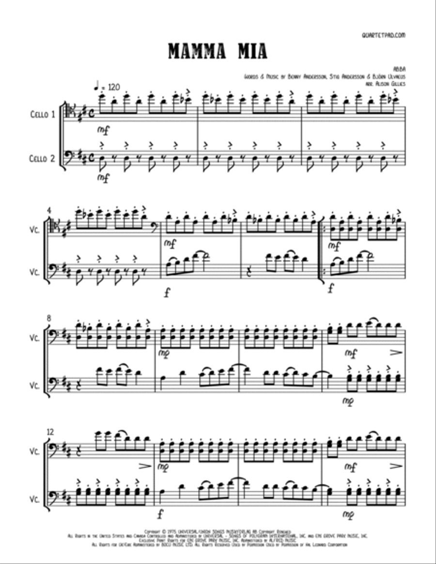 Mamma Mia String Duet scores gallery preview page 2