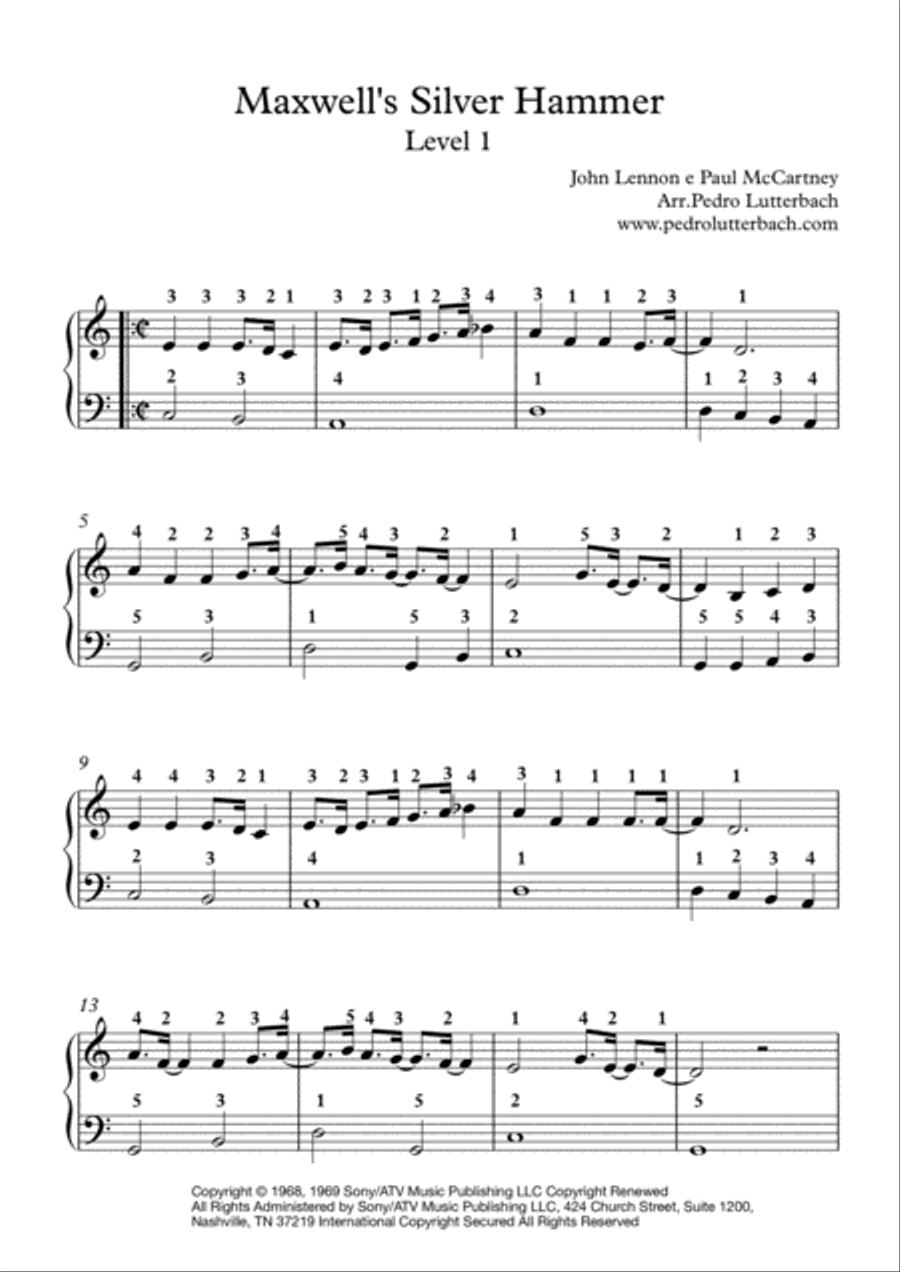 Maxwell's Silver Hammer Easy Piano scores gallery preview page 1