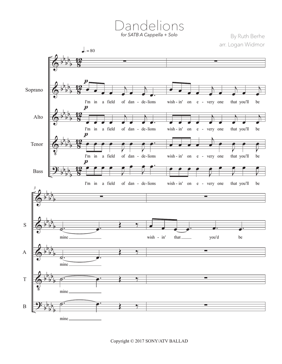 Dandelions Dandelions 4-Part scores gallery preview page 1
