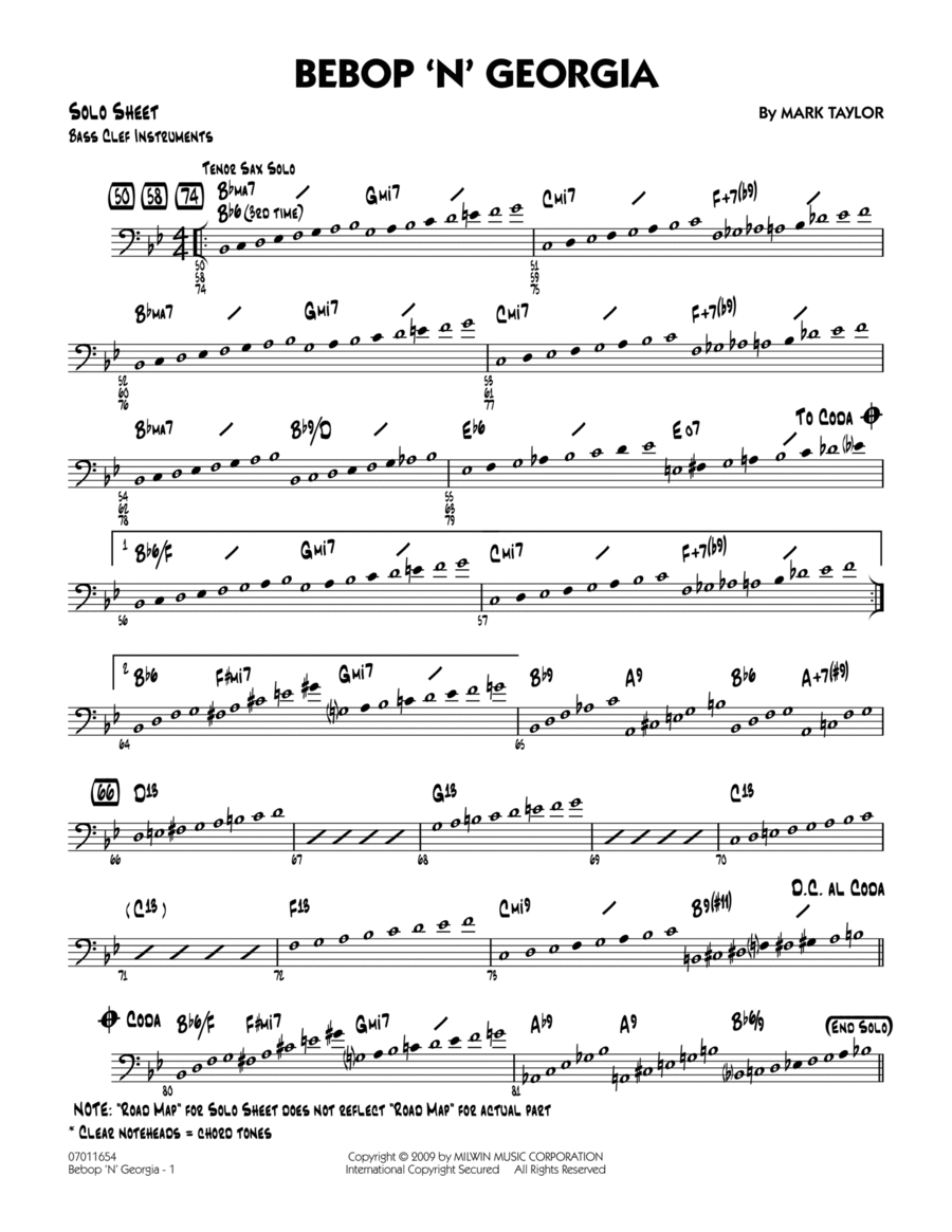 Bebop 'n' Georgia - Bass Clef Solo Sheet