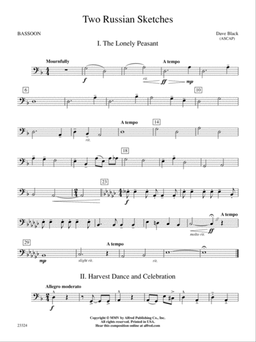 Two Russian Sketches: Bassoon Concert Band scores gallery preview page 1