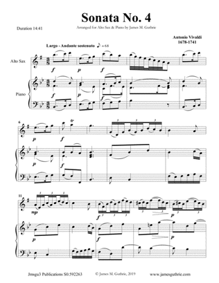 Book cover for Vivaldi: Sonata No. 4 for Alto Sax & Piano