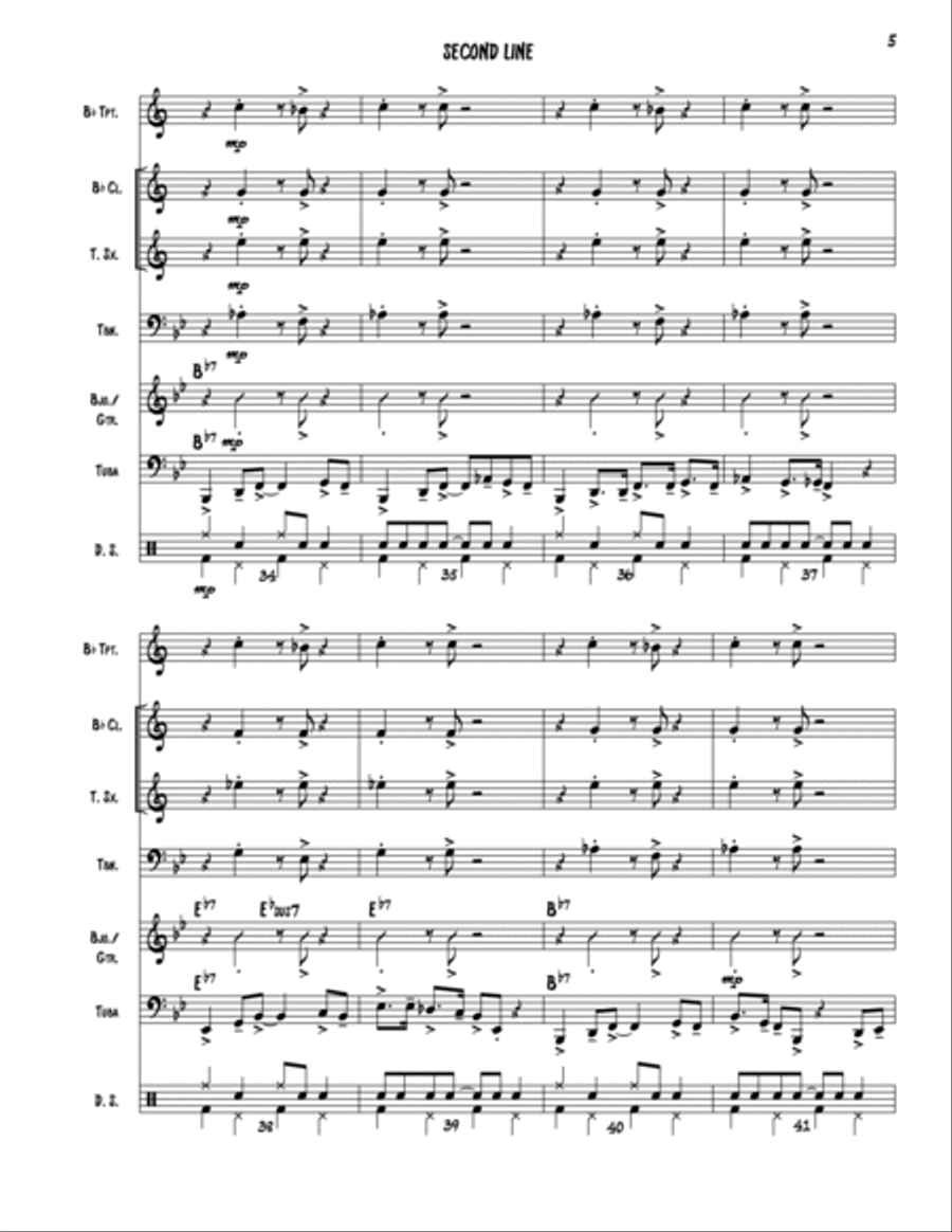 Second Line - Trad. Jazz Combo - New Orleans Brass Band Style Jazz Ensemble scores gallery preview page 5