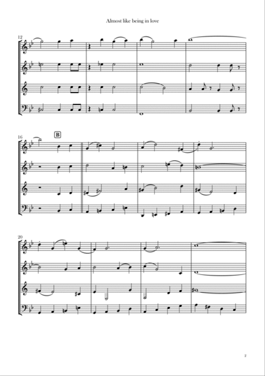 Almost Like Being In Love Woodwind Quartet scores gallery preview page 2