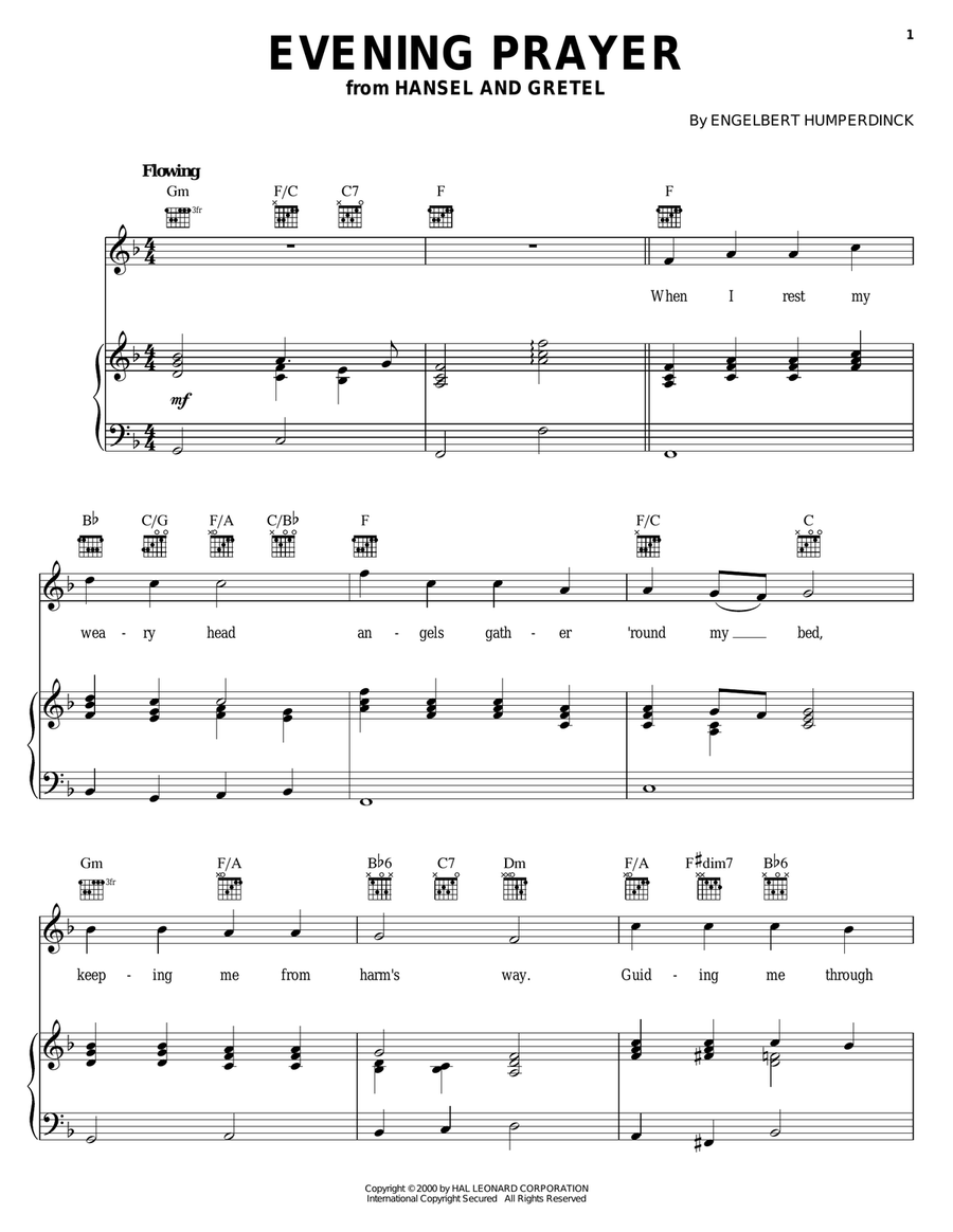 Evening Prayer Evening Prayer Piano, Vocal, Guitar scores gallery preview page 1