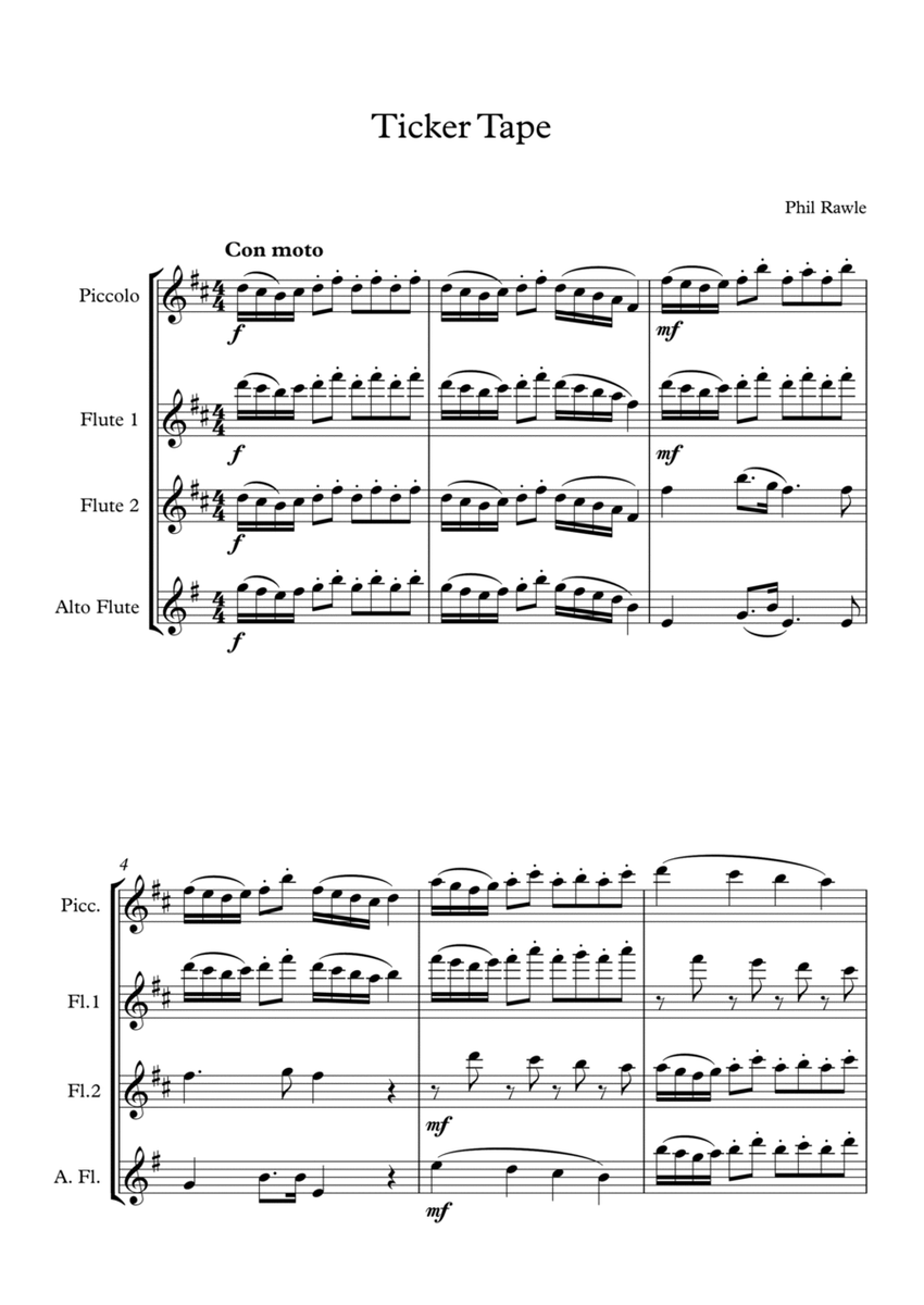 Ticker Tape - Flute Quartet image number null