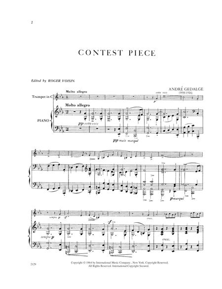 Contest Piece (Trumpet In B Flat Or C)