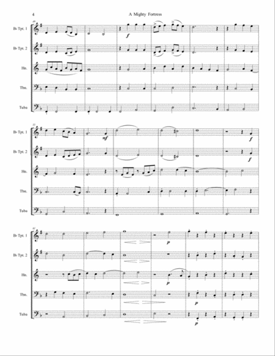 A Mighty Fortress for Brass Quintet Brass Quintet scores gallery preview page 4