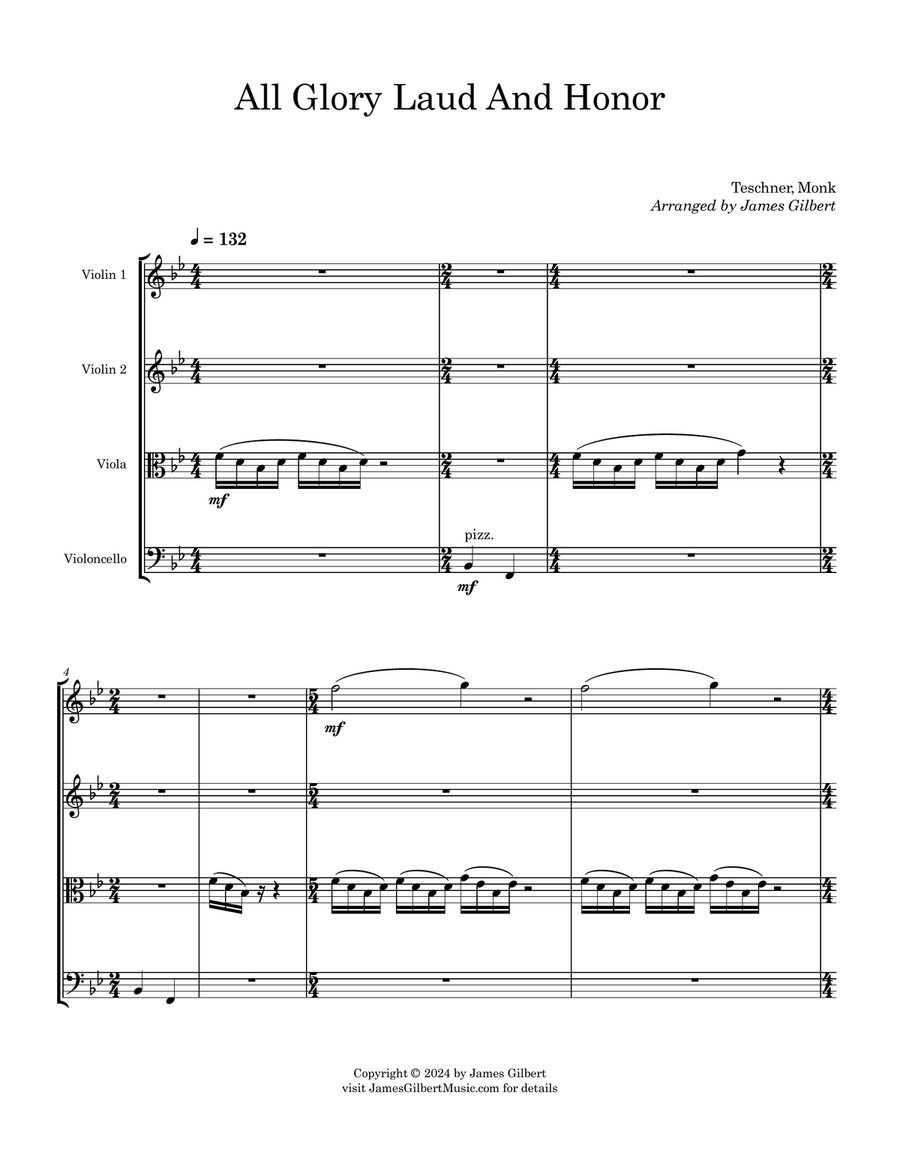 All Glory Laud And Honor String Quartet scores gallery preview page 1
