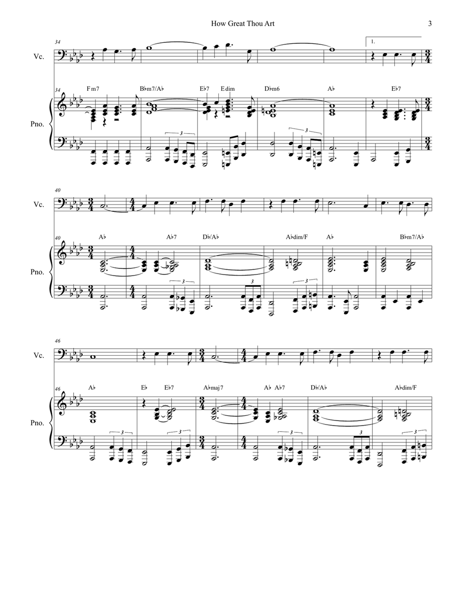 How Great Thou Art (for Cello Solo - Piano accompaniment) Piano scores gallery preview page 4