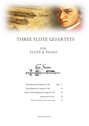 Book cover for Mozart - 3 Flute Quartets for Flute and Piano