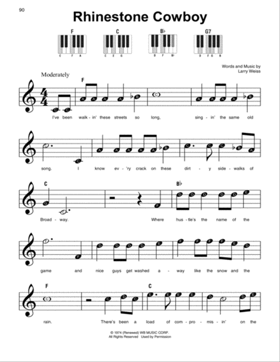 Rhinestone Cowboy Rhinestone Cowboy Easy Piano scores gallery preview page 1