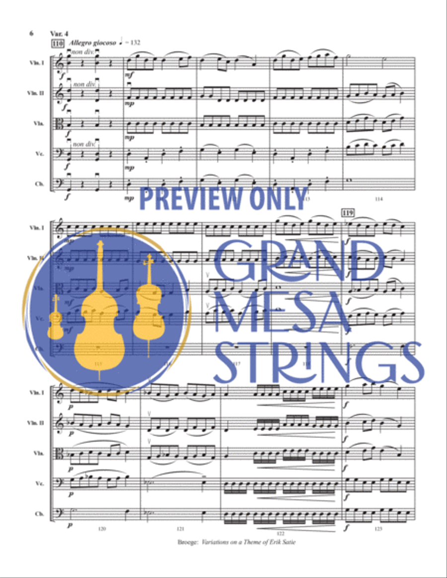 Variations on a Theme of Eric Satie String Orchestra scores gallery preview page 7