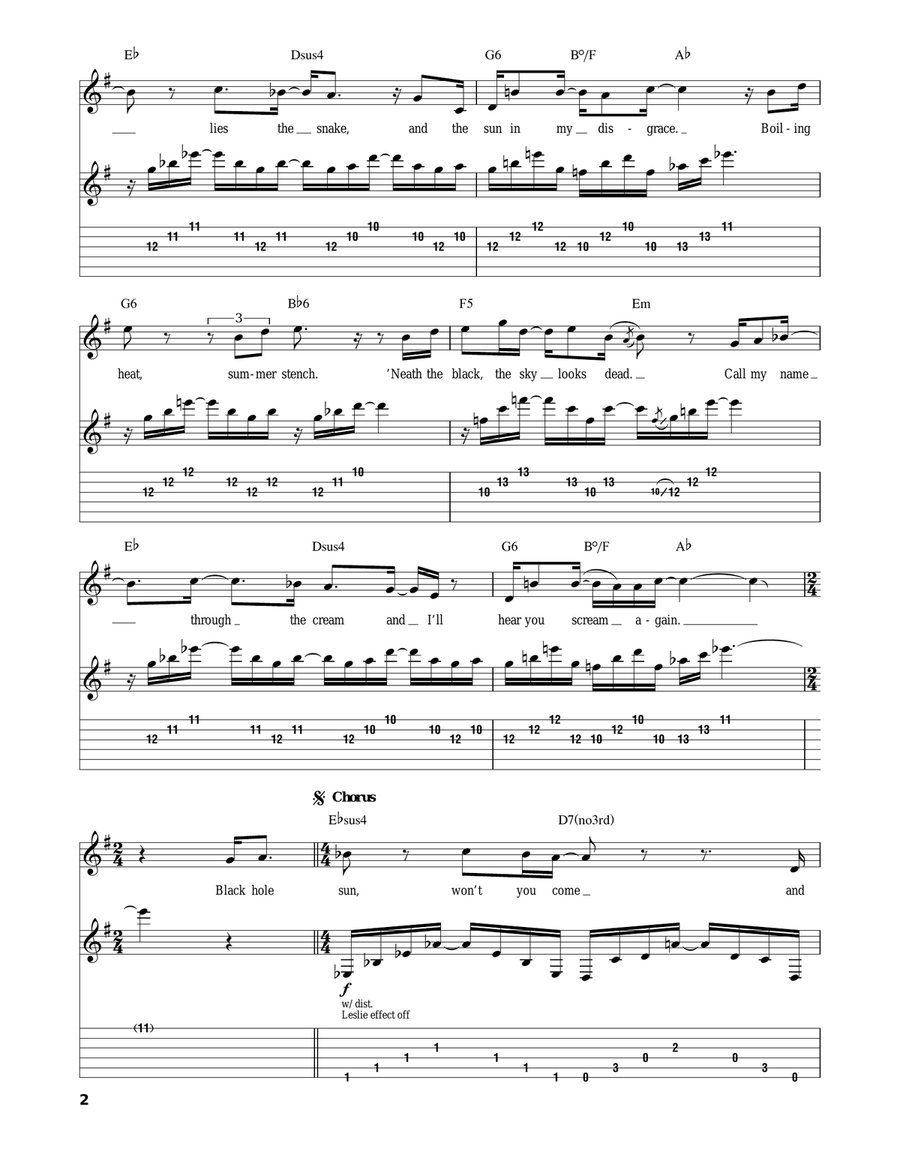 Black Hole Sun Acoustic Guitar scores gallery preview page 2