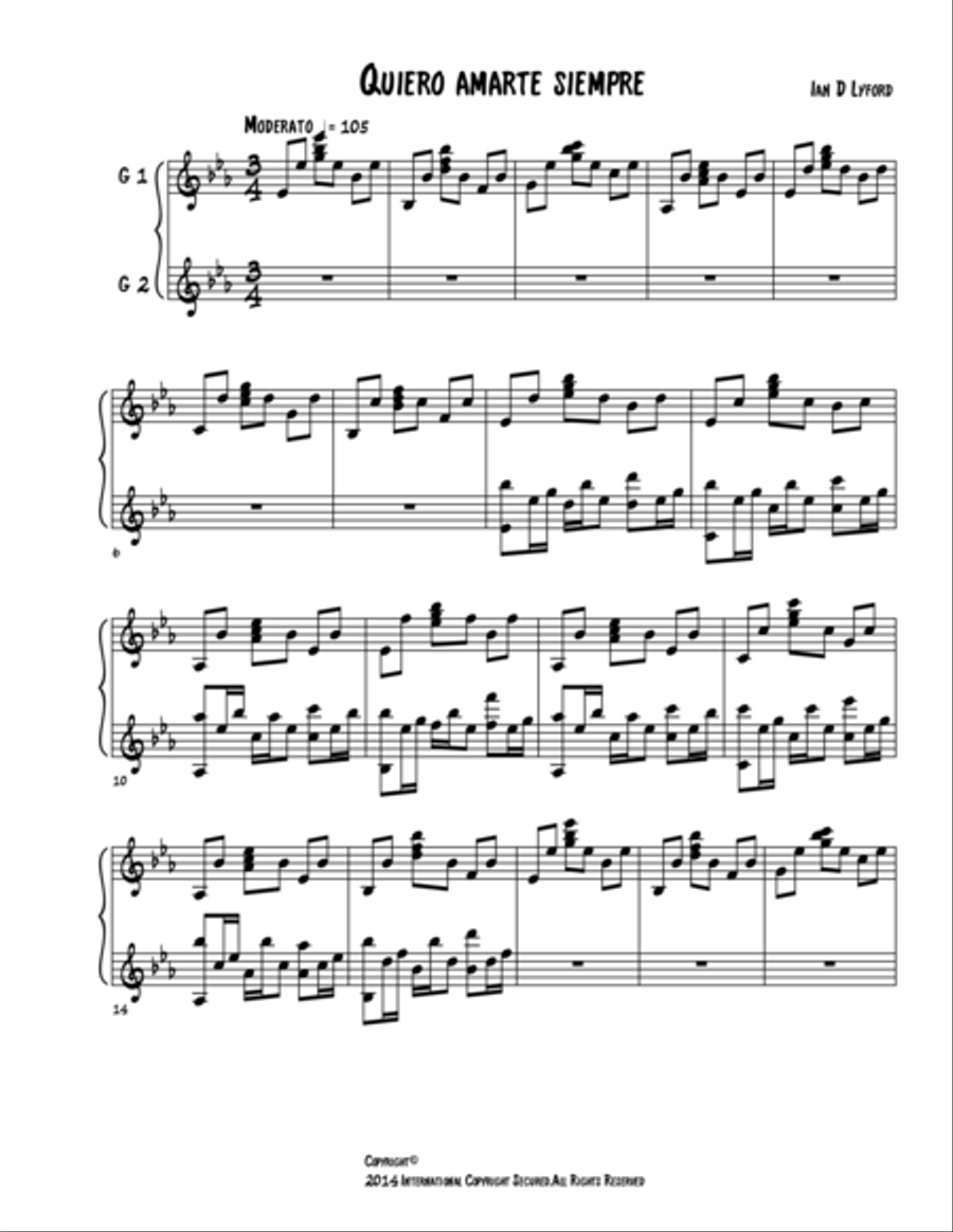 QUIERO AMARTE SIEMPRE QUIERO AMARTE SIEMPRE Guitar Solo scores gallery preview page 1