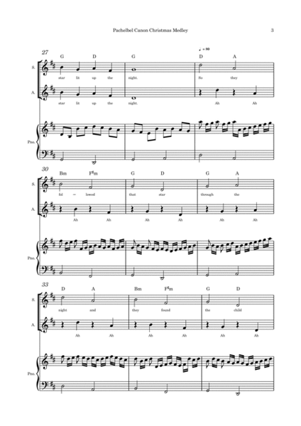 Pachelbel Canon Christmas Medley SA duet and piano image number null