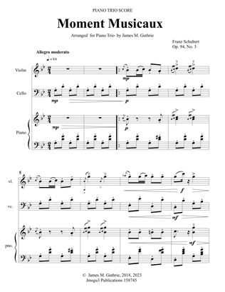 Schubert: Moment Musicaux for String Trio