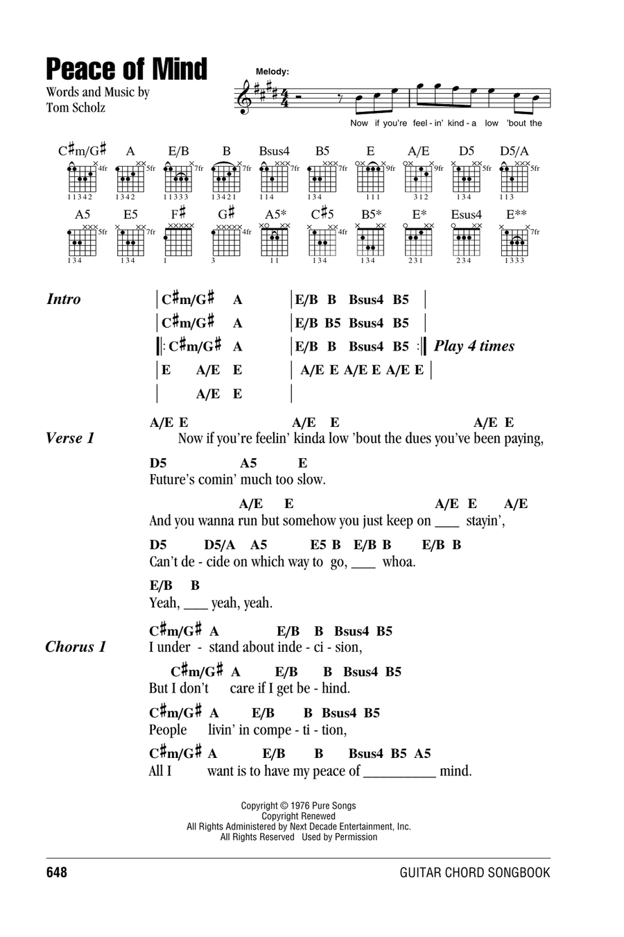 Peace Of Mind Acoustic Guitar scores gallery preview page 1