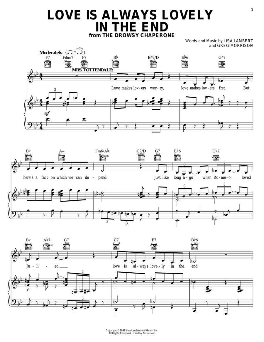 Love Is Always Lovely In The End Piano, Vocal, Guitar scores gallery preview page 1
