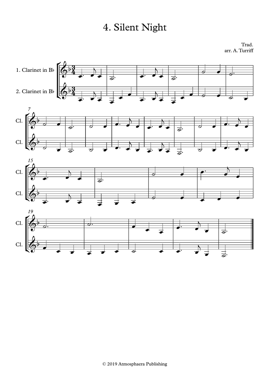 12 Easy Christmas Duets for Clarinet (in the Chalumeanu register) Clarinet Duet scores gallery preview page 5