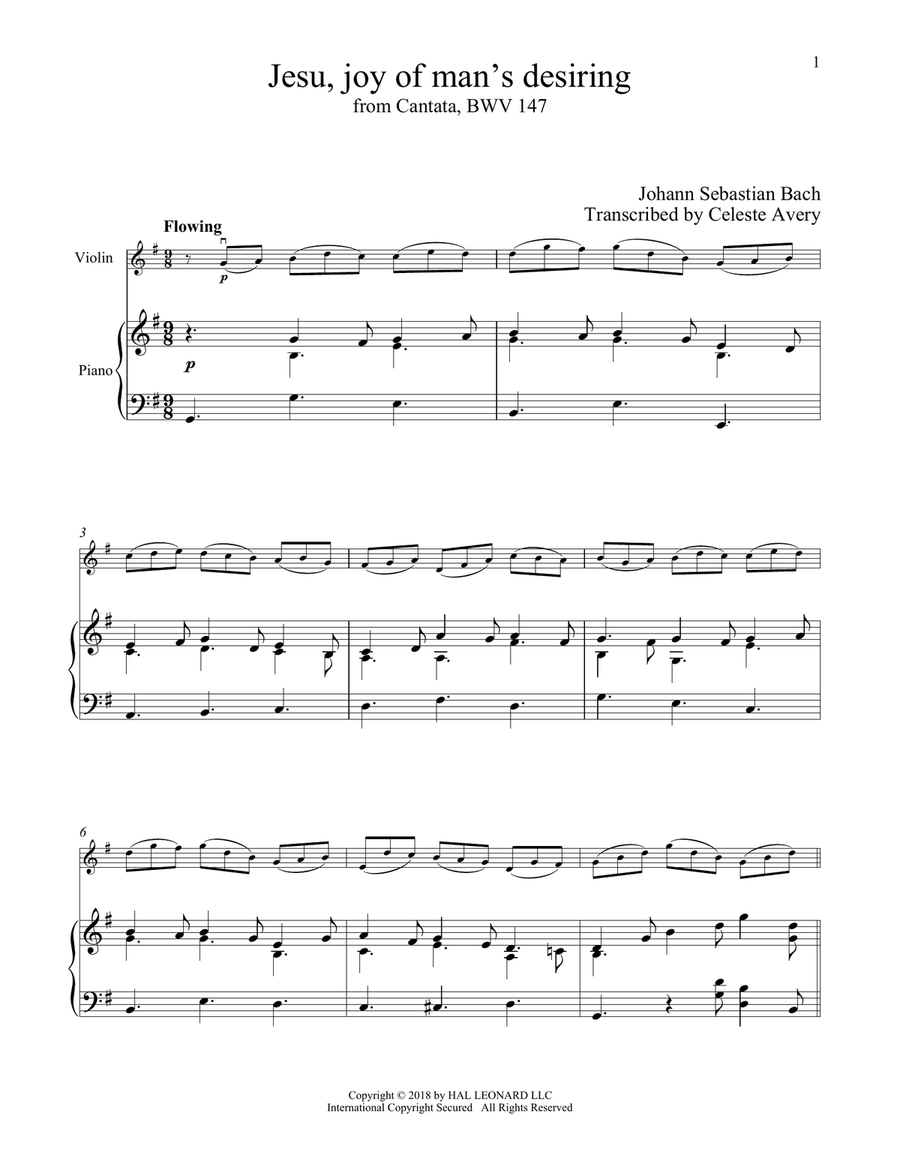 Jesu, Joy Of Man's Desiring Violin Solo scores gallery preview page 1