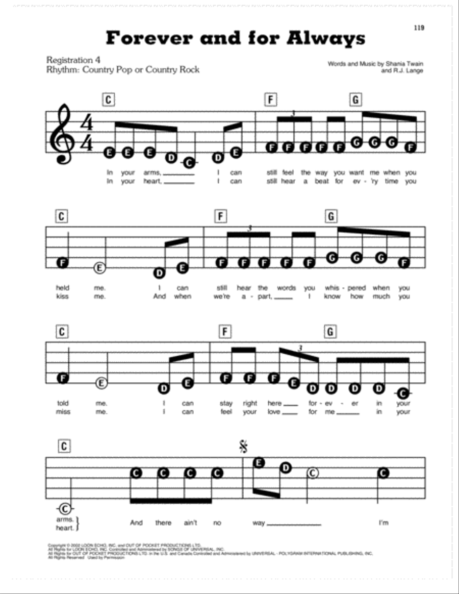 Forever And For Always Forever And For Always Electronic Keyboard scores gallery preview page 1
