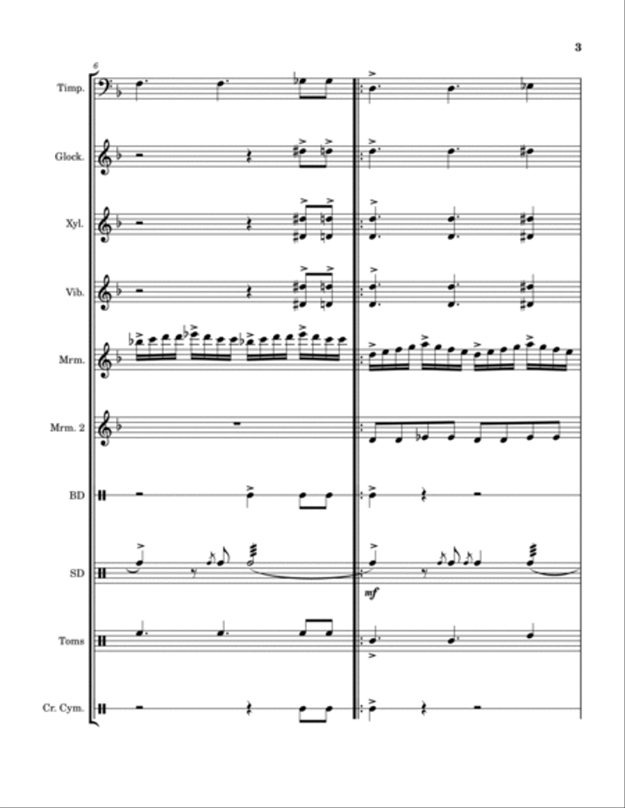 The Final Clash (In D Minor) Percussion Ensemble scores gallery preview page 3