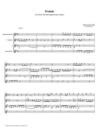 Prelude 22 from Well-Tempered Clavier, Book 2 (Clarinet Quartet)