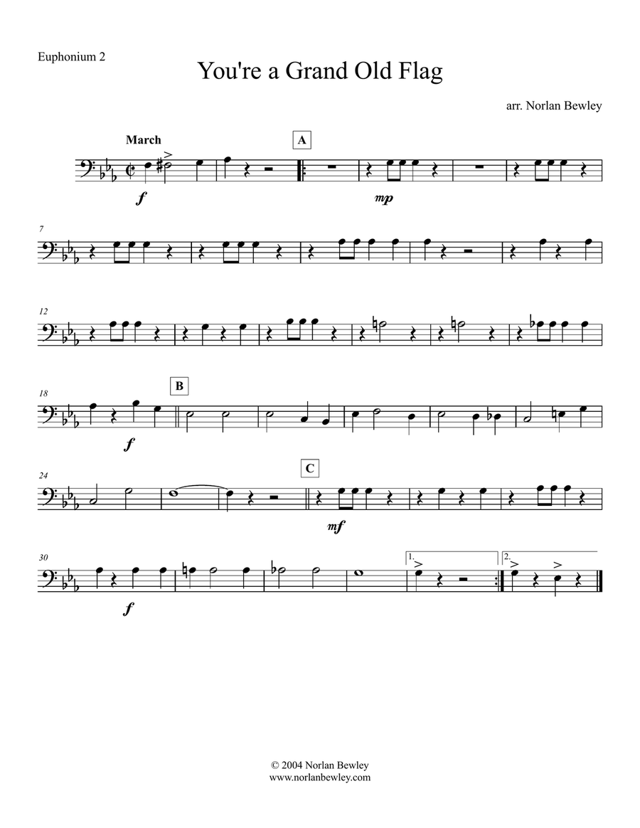 You're A Grand Old Flag - Tuba/Euphonium Quartet Brass Ensemble scores gallery preview page 4