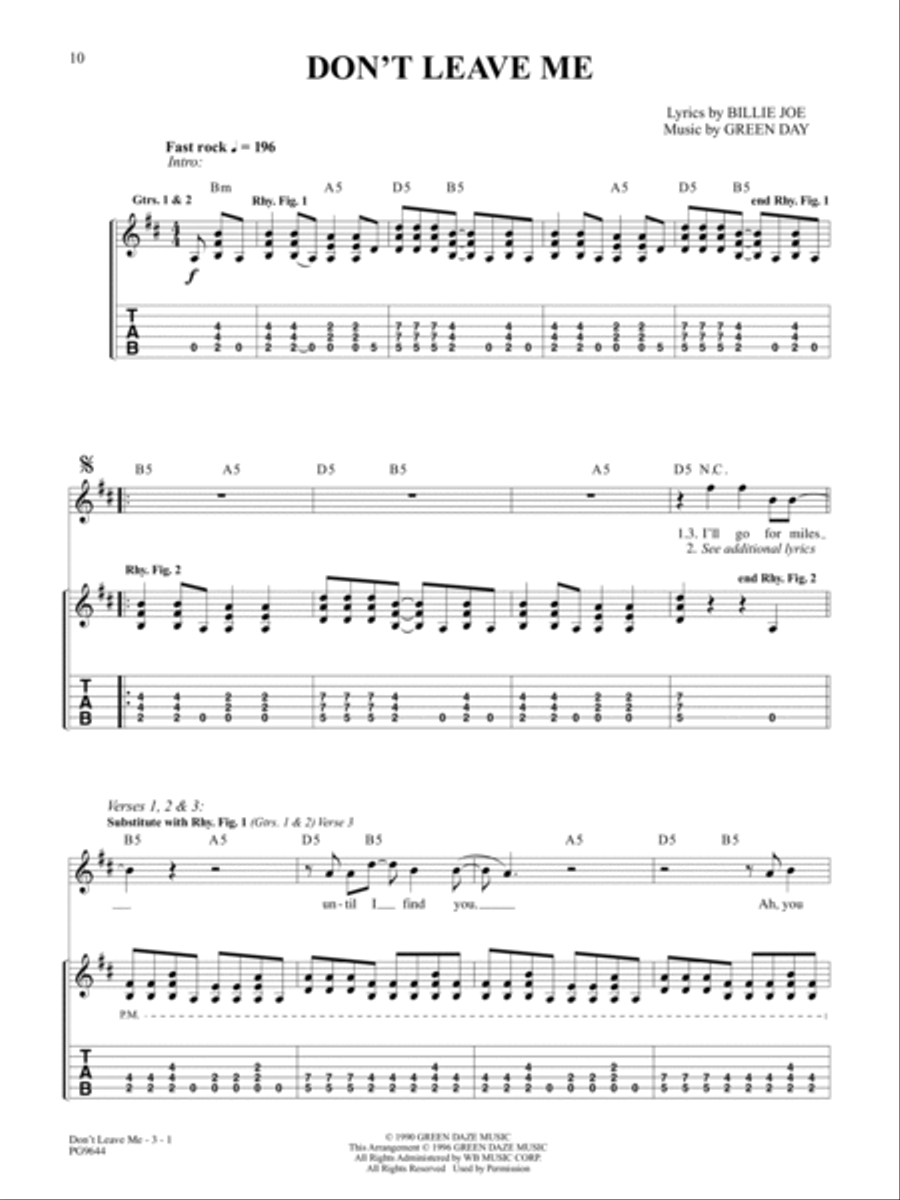 Don't Leave Me Don't Leave Me Guitar Tablature scores gallery preview page 1