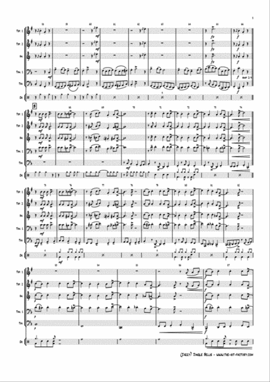 Jazzy Jingle Bells - Christmas Swing - Brass Quintet Euphonium scores gallery preview page 3