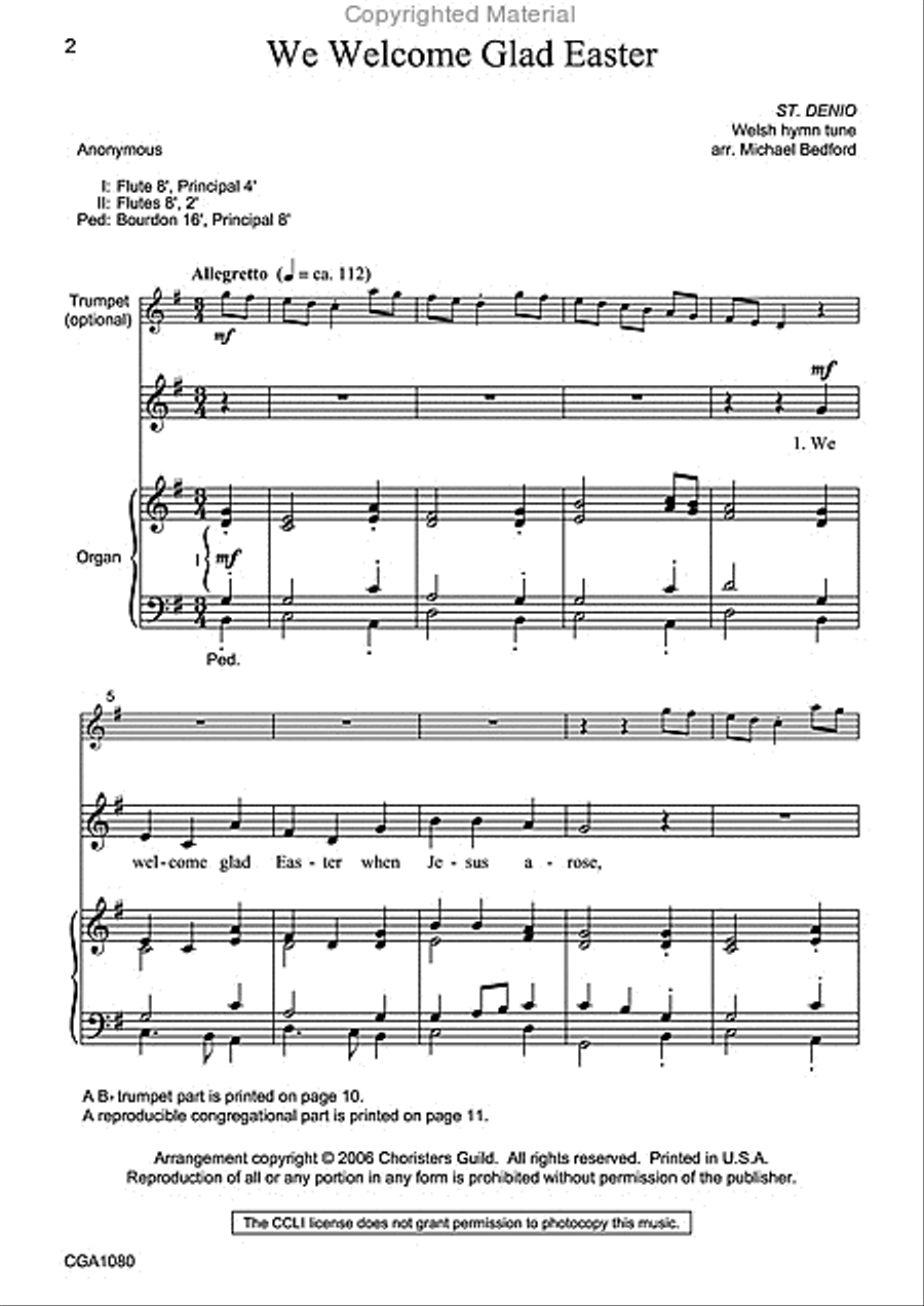 We Welcome Glad Easter Unison Choir scores gallery preview page 2