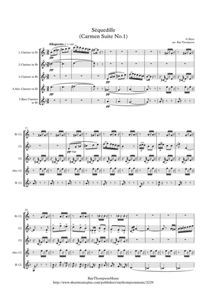 Book cover for Bizet: Séquedille (Seguidilla) (Carmen Suite No.1) - clarinet quintet