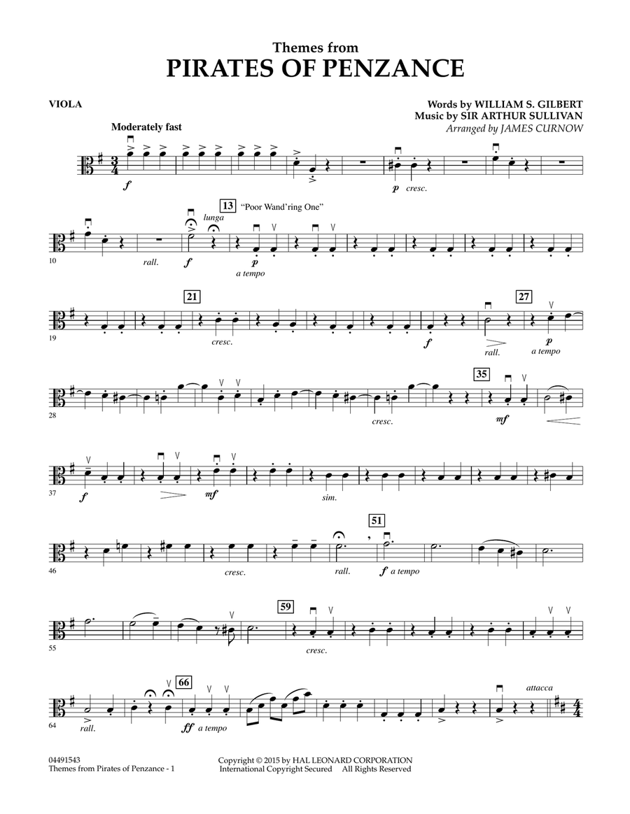 Themes from Pirates of Penzance - Viola Orchestra scores gallery preview page 1