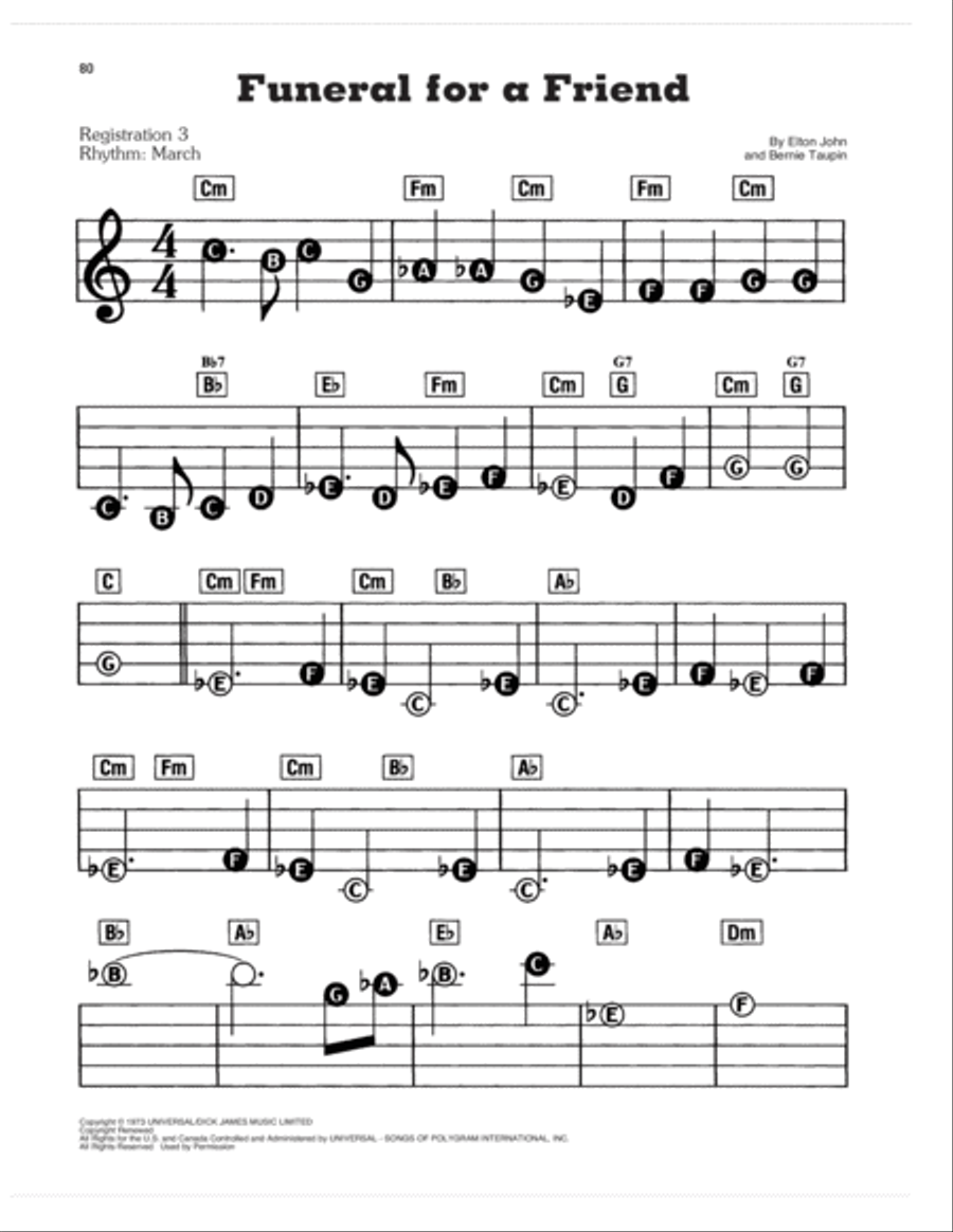 Funeral For A Friend Electronic Keyboard scores gallery preview page 1