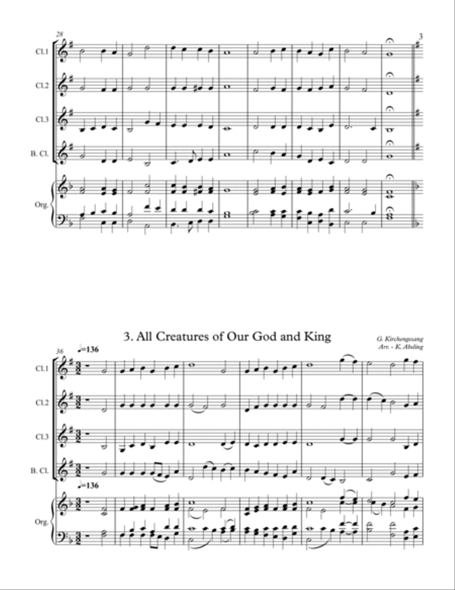 40 Beloved Christian Hymns Volume I (for Clarinet Quartet and optional Organ) Clarinet Quartet scores gallery preview page 4