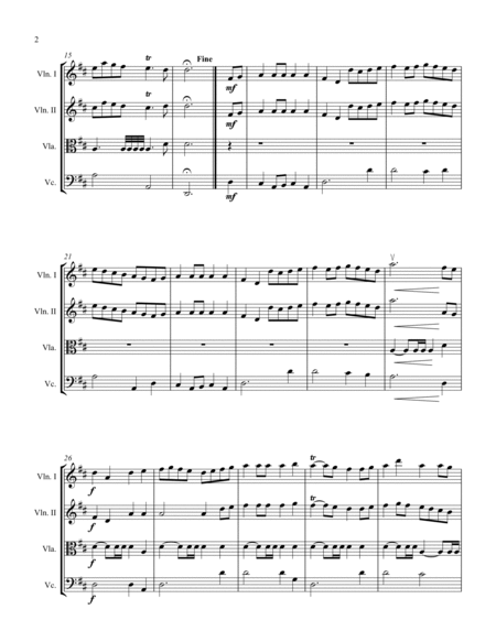 RONDEAU by Mouret, String Quartet, Intermediate Level for 2 violins, viola and cello image number null