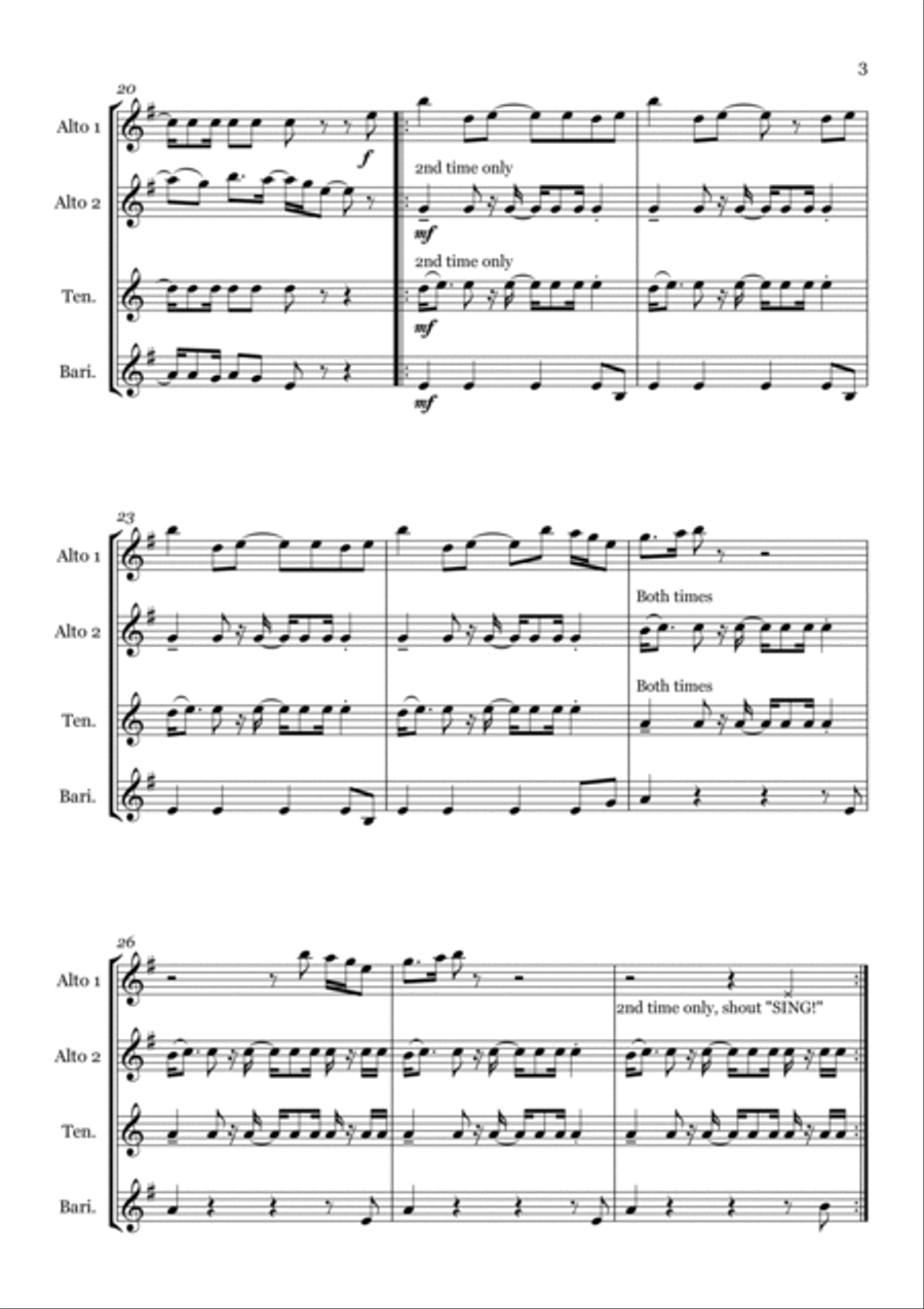 Sing Sing Saxophone Quartet scores gallery preview page 5