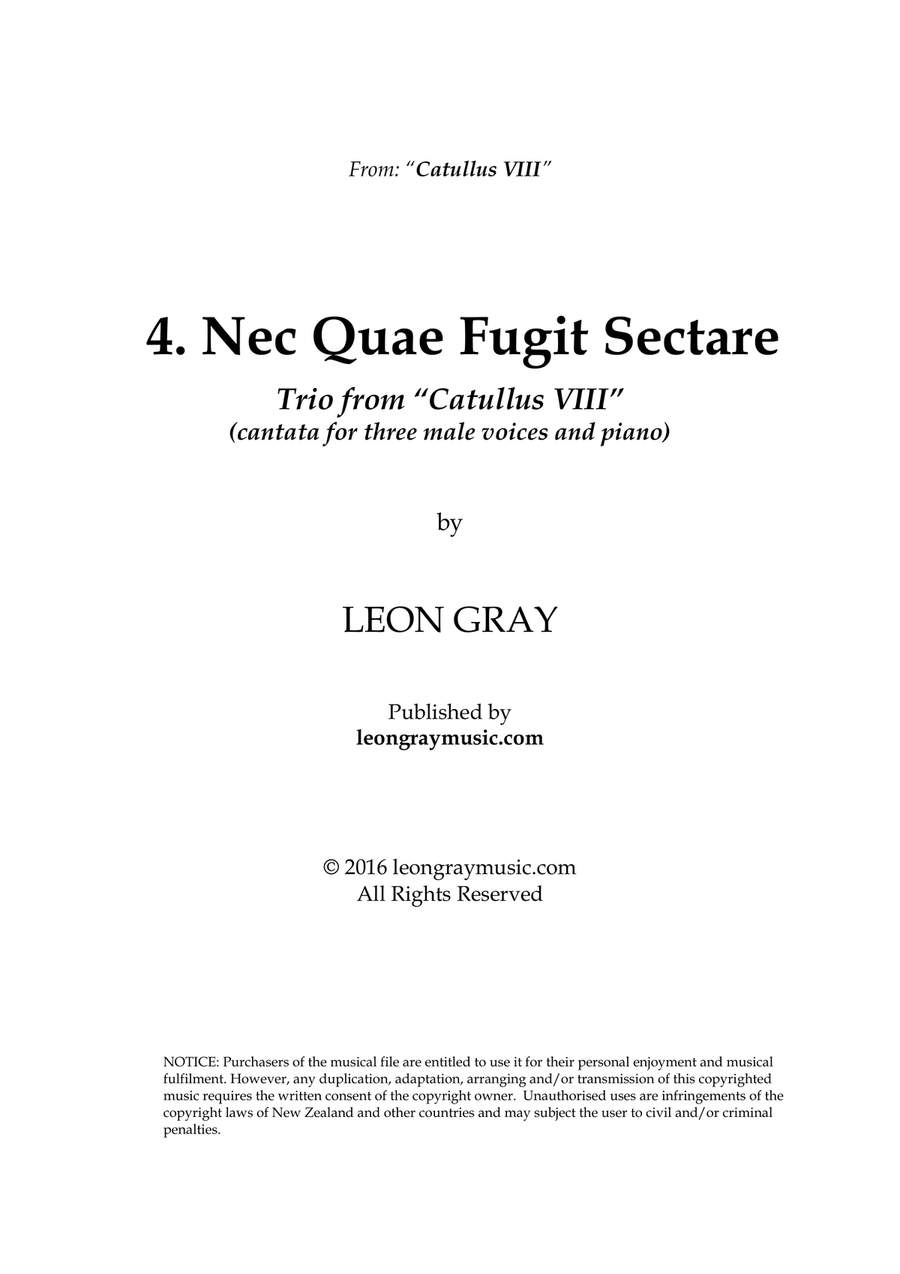 Nec Quae Fugit Sectare, from trio cantata 'Catullus VIII' 3-Part scores gallery preview page 1