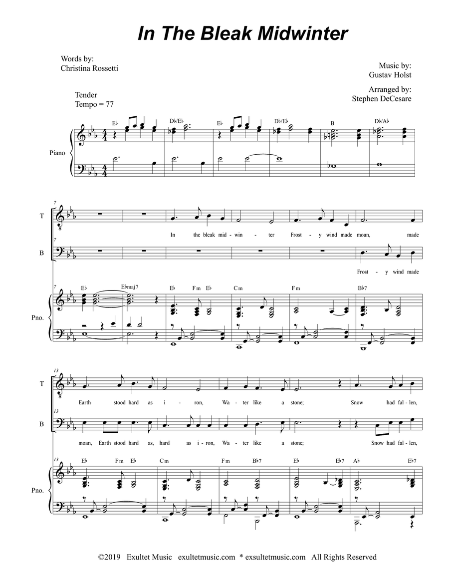 Book cover for In The Bleak Midwinter (Duet for Tenor and Bass Solo)
