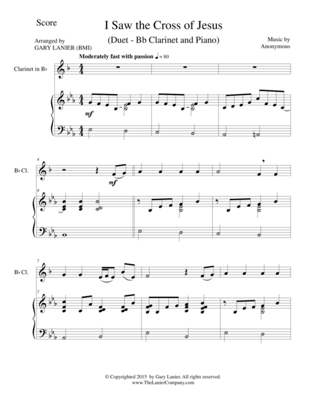 I SAW THE CROSS OF JESUS (Duet – Bb Clarinet and Piano/Score and Parts) image number null