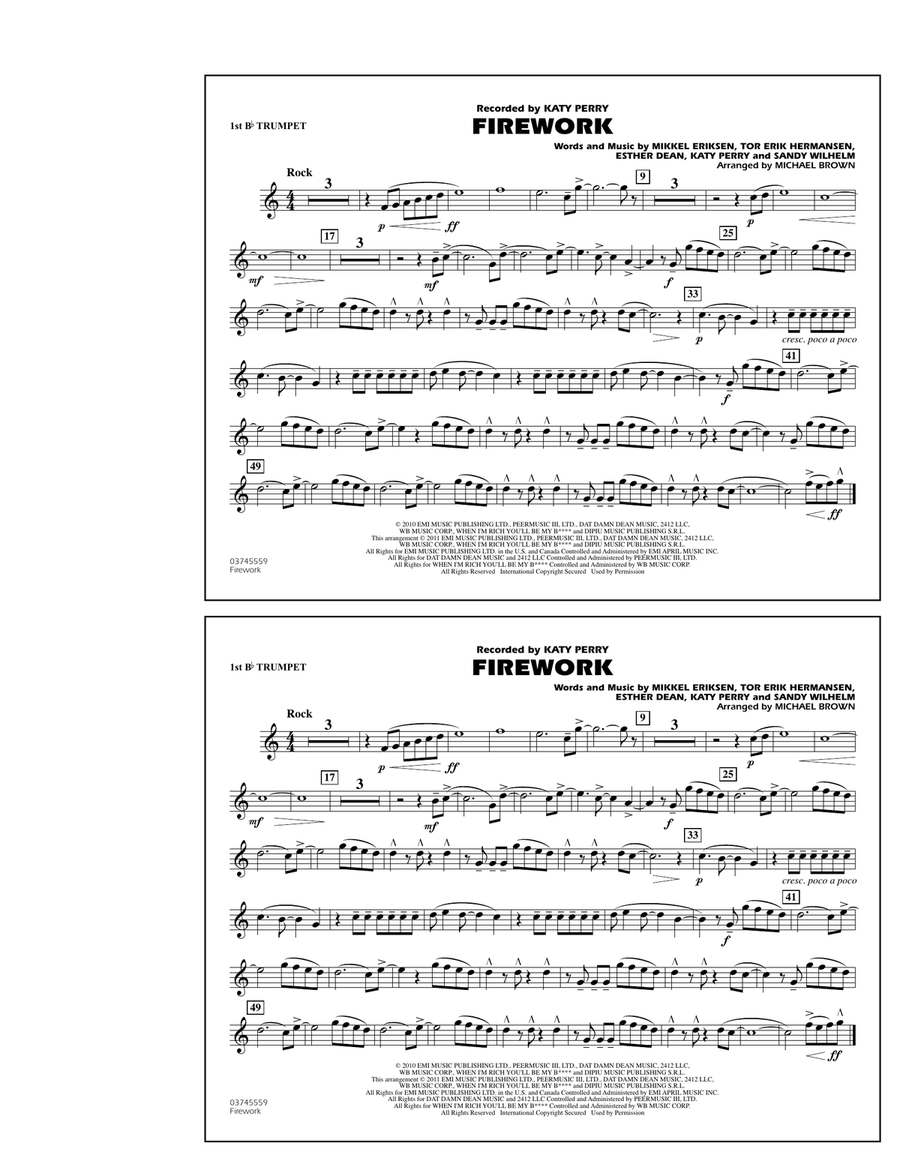 Firework - 1st Bb Trumpet Marching Band scores gallery preview page 1