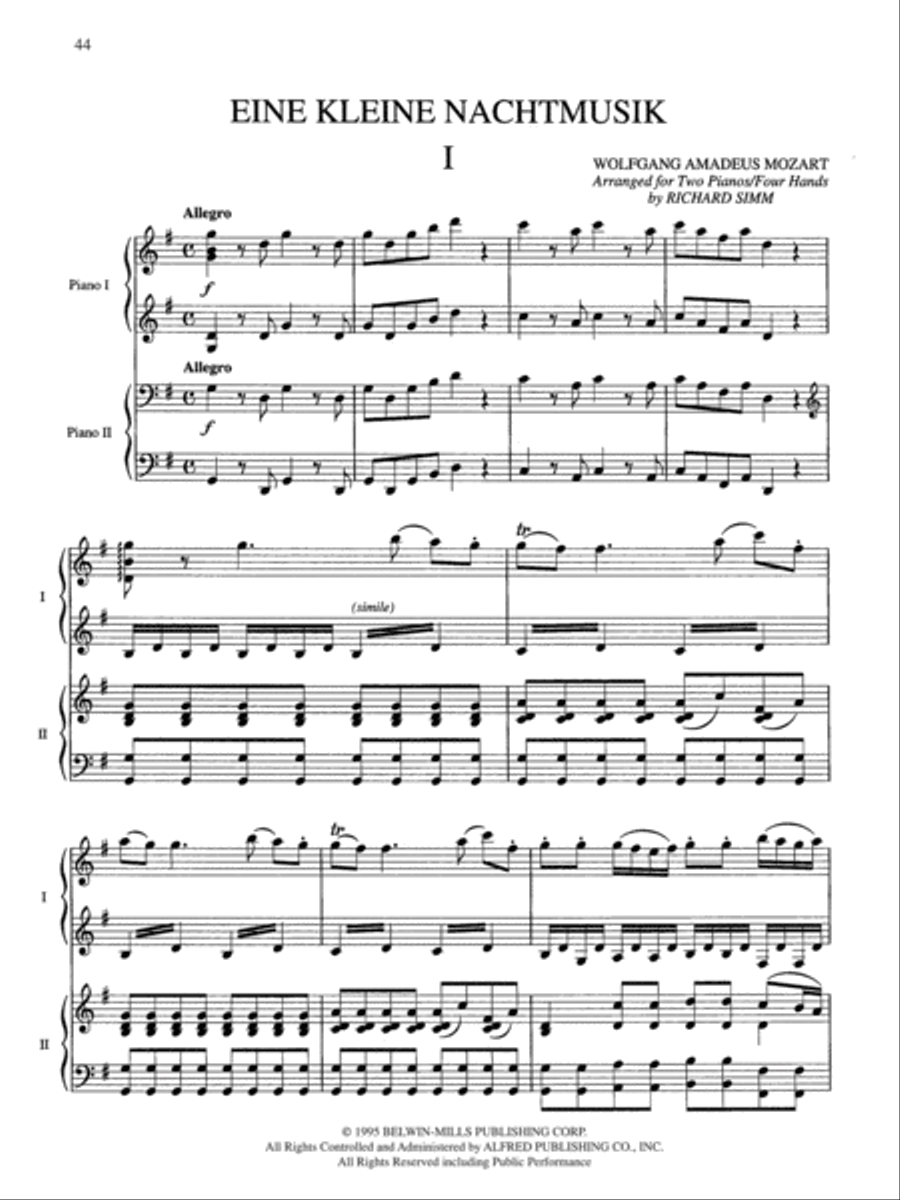 5 Classical Favorites Arranged for Two Pianos, Four Hands